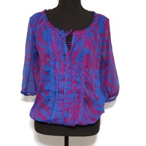 Express size small, blue and burgundy tunic